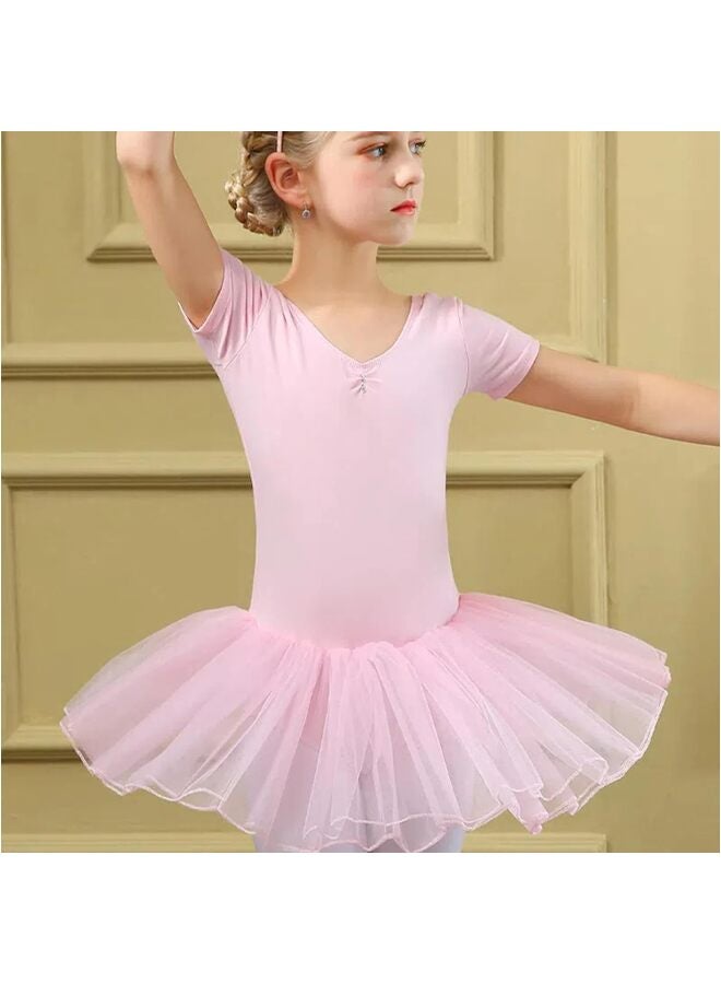 LAMAY Girls Cotton Ballet Dance Dress Cute Tutu Skirted Leotard Short Sleeve-170, 14 EU - Image 3
